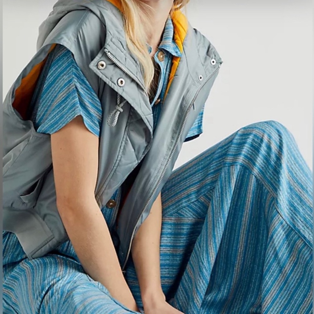 Free People • NWT Rowan Blue Striped Maxi Dress with Dolman Sleeves Size XS